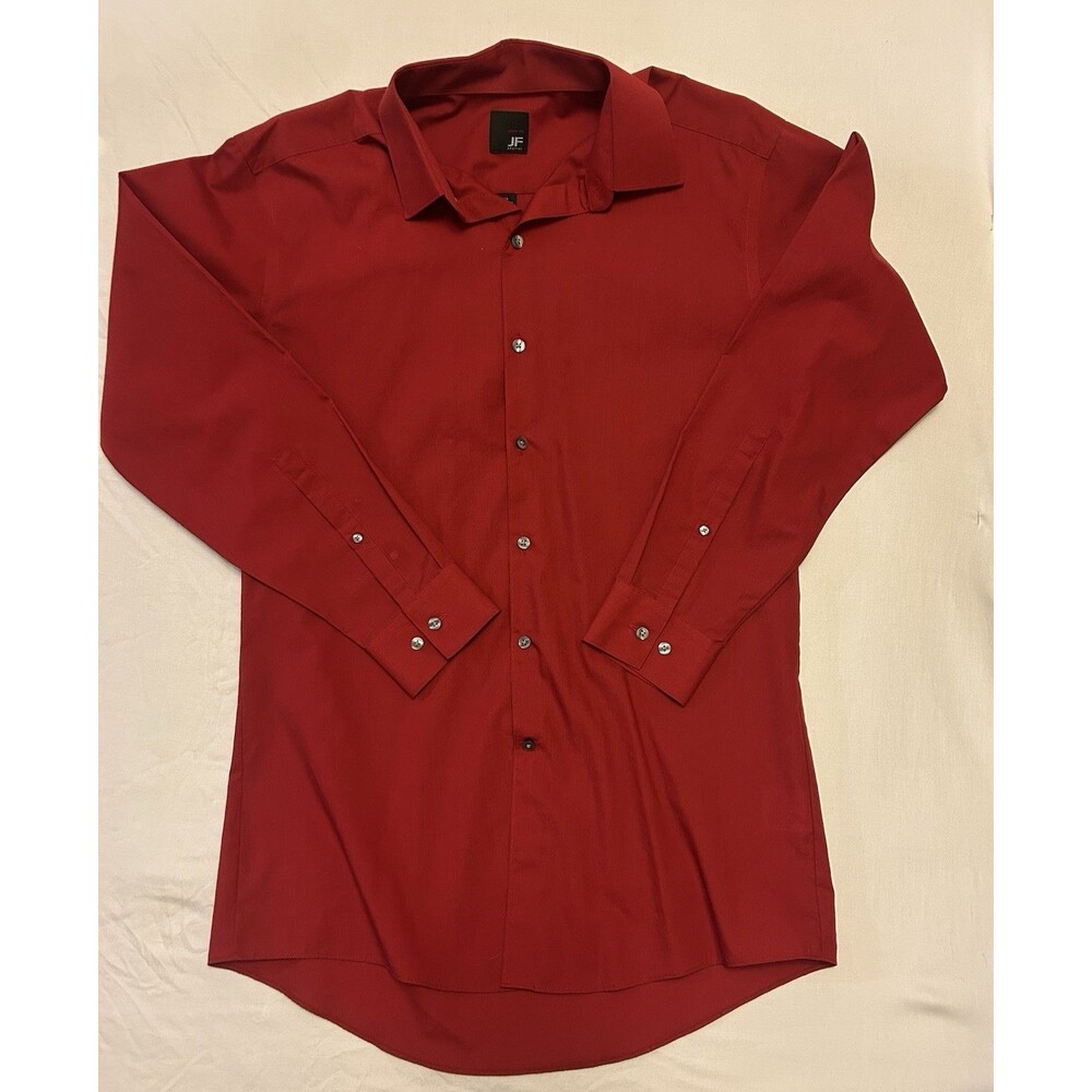 J.Ferrar Slim Fit Red Solid Dress Shirt Men’s M 15-15 1/2 32-33 Long